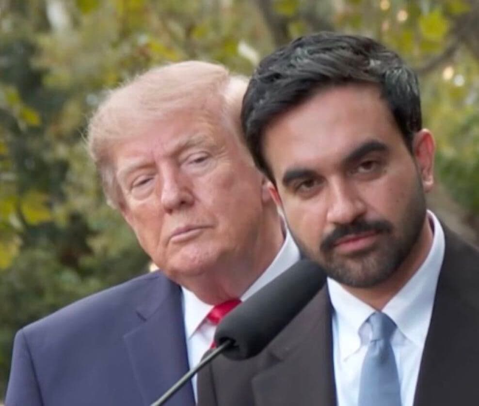 Mamdani Trump looking meme